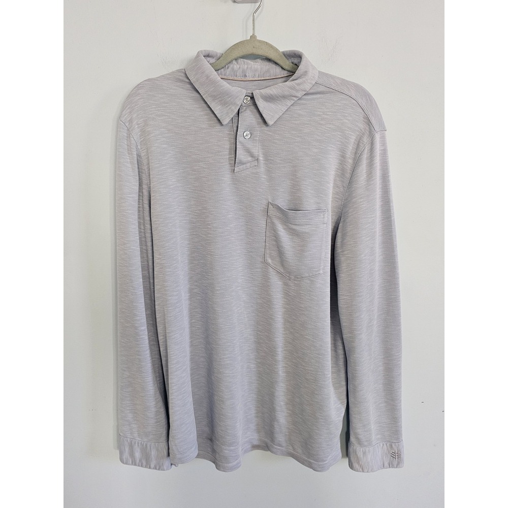 Coolibar Men's Long Sleeve UPF50 UV Protection Stretch Polo Shirt Men's Sz‎ L